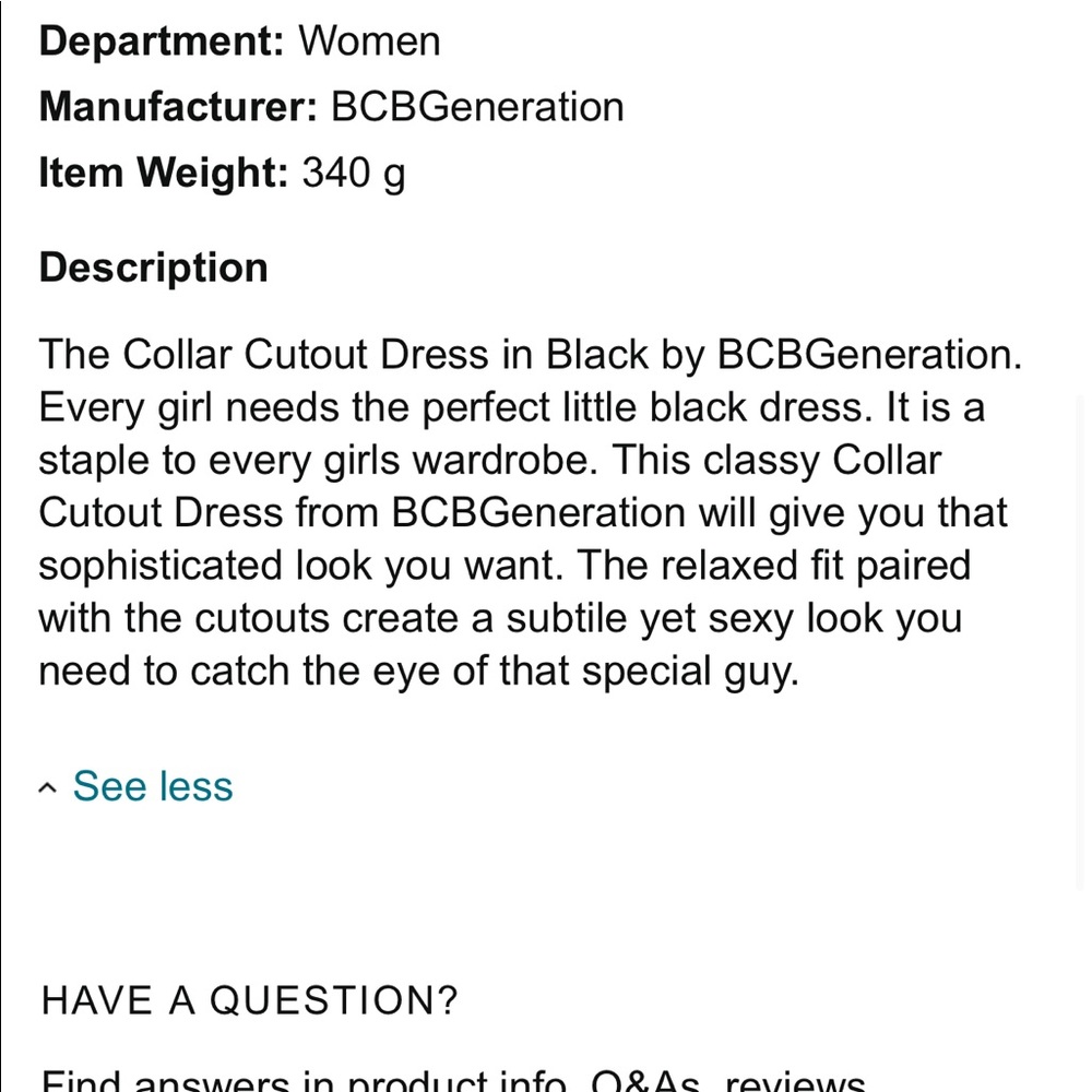 Bcbgeneration Collar Cutout Black Mini Dress, Med… - image 7